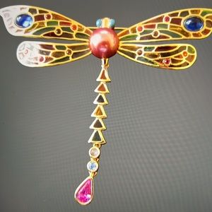 Joan Rivers Plique A Jour Stain Glass dragonfly